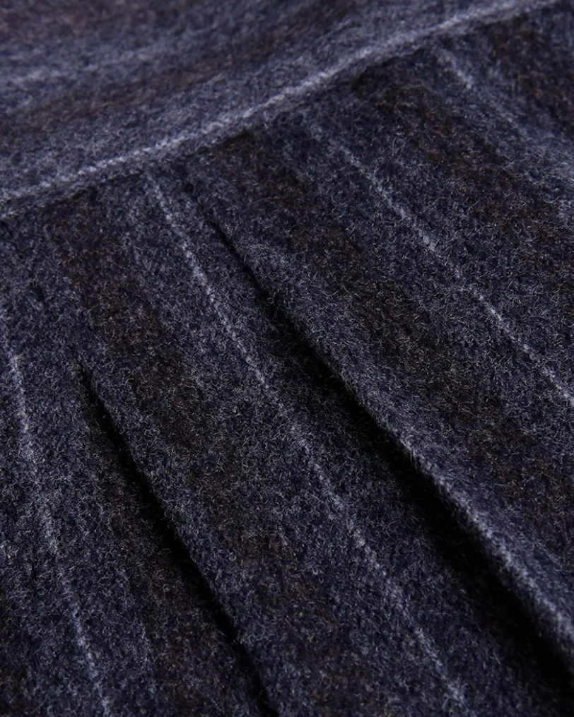 The Resolve Trouser — charcoal striped trousers, stripe and cloth texture detail