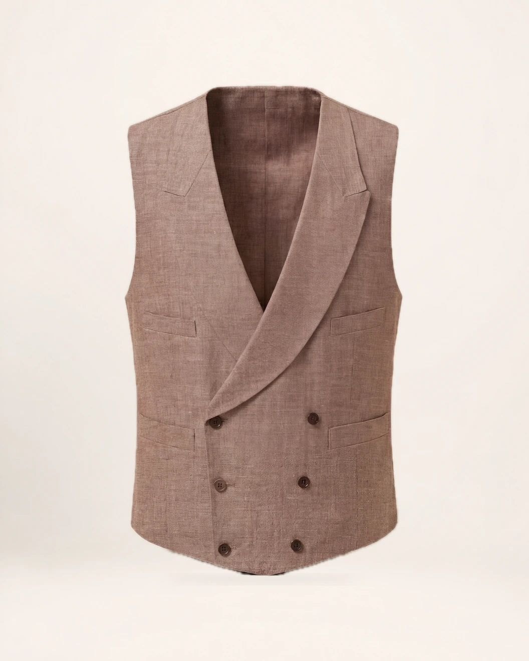 The Authority Vest — muted brown striped waistcoat, front view