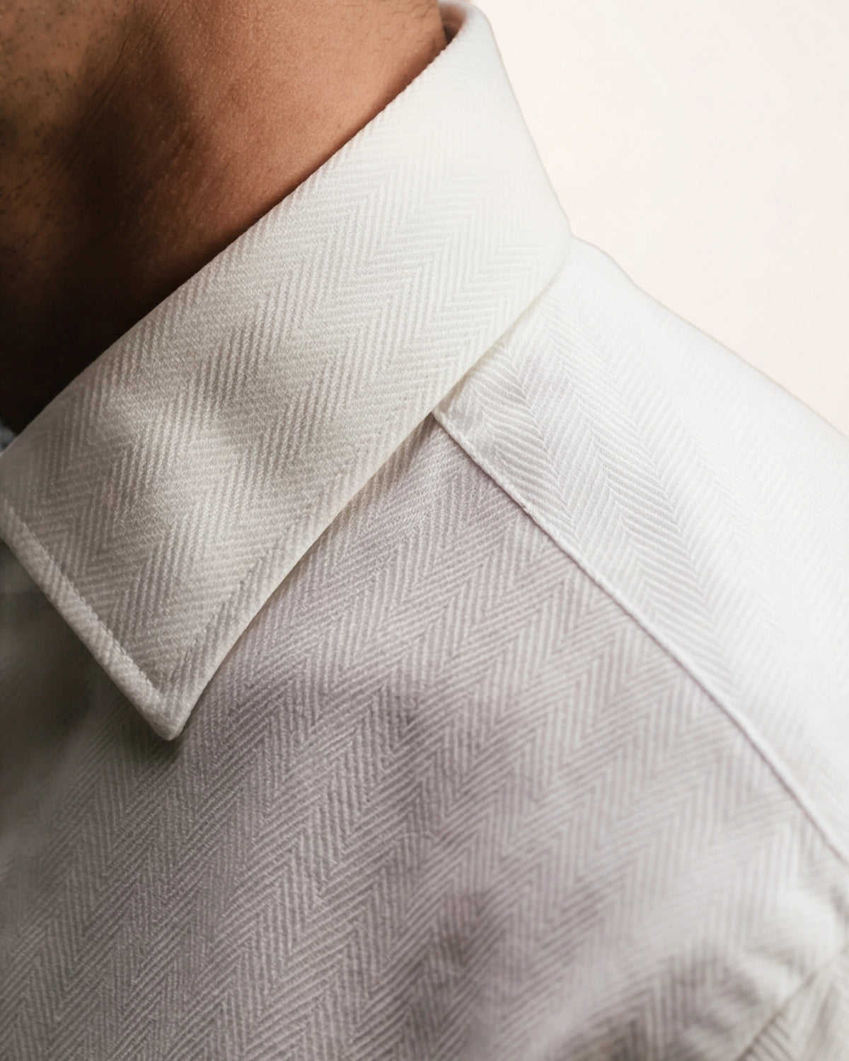 The Liberator Shirt — white shirt, collar texture detail