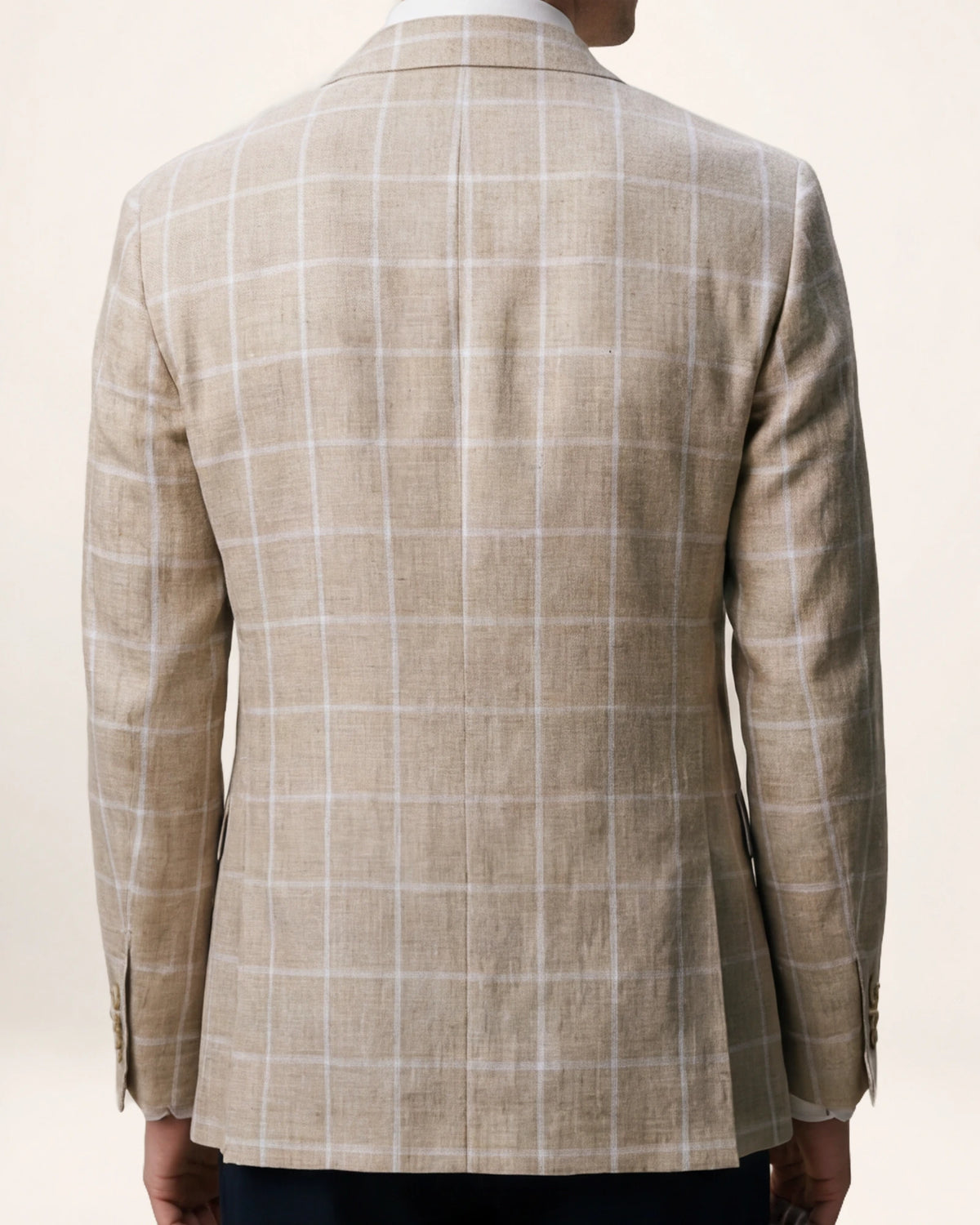 The Waypoint Jacket — beige checked jacket, back view on a model