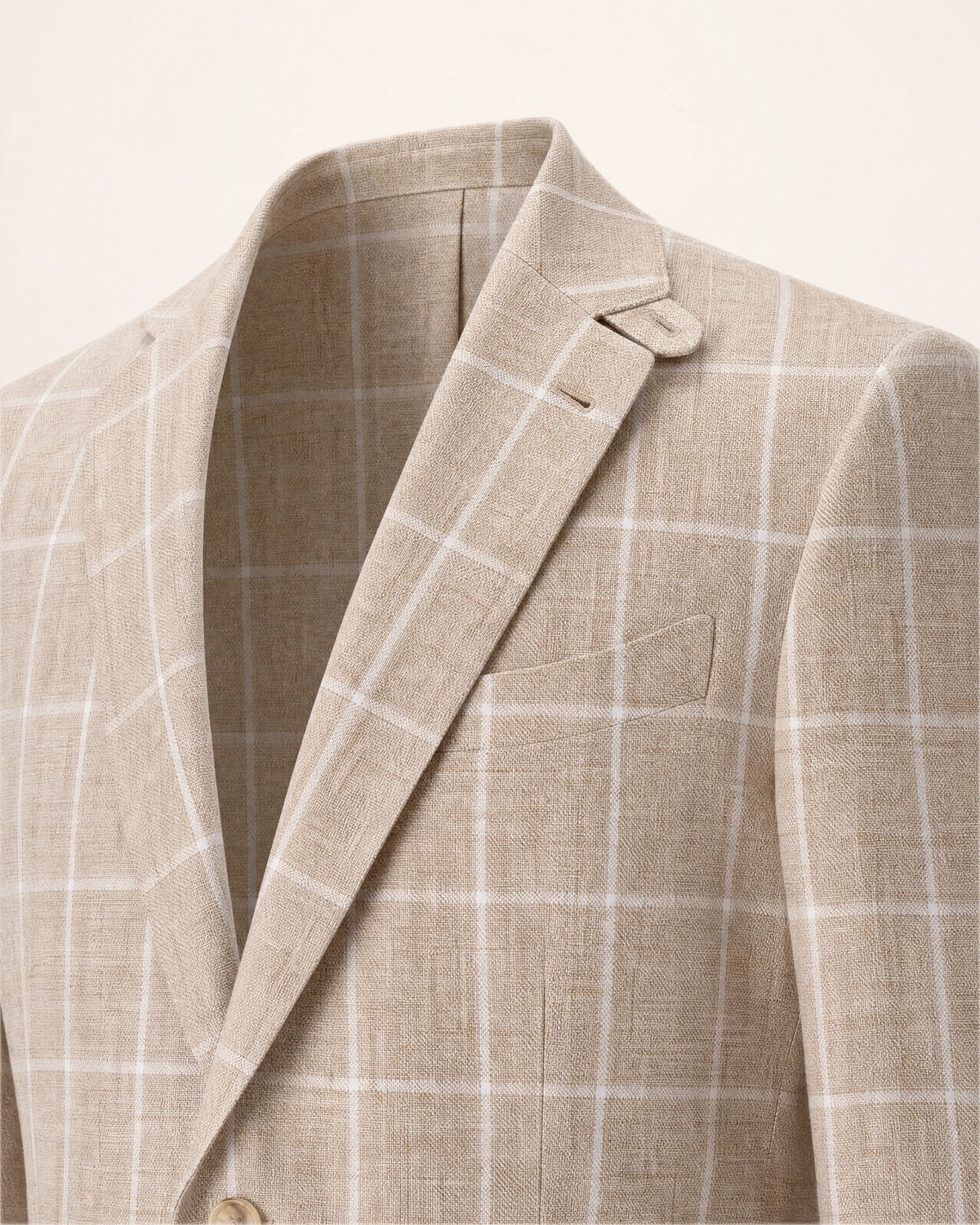 The Waypoint Jacket — beige checked jacket, lapel and check detail
