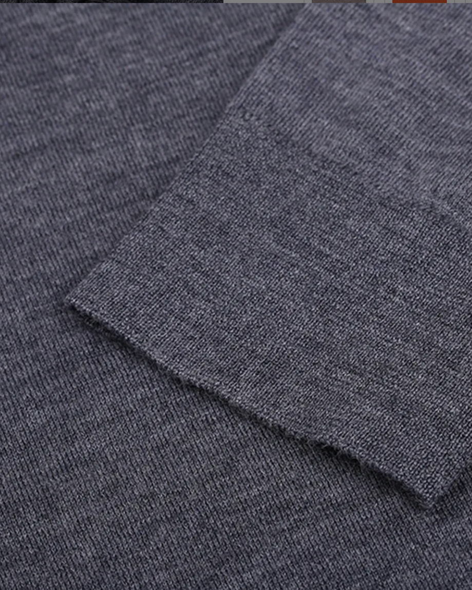 The Voyager Knit — grey crew-neck knit, knit texture detail