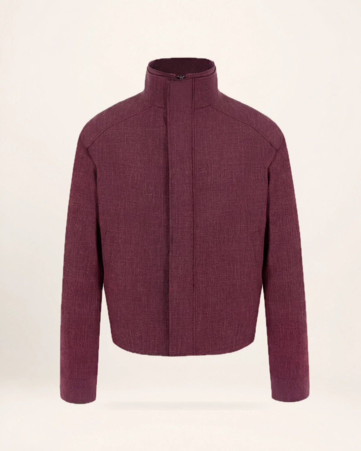 The Ember Jacket — burgundy jacket, front view